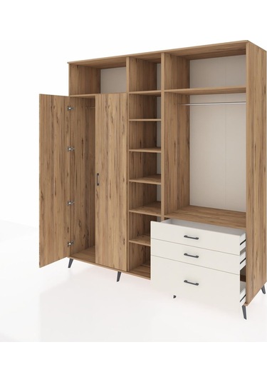 Kronos Dolap 9 Raflı 3 Çekmeceli 2 Askılı 220x59x243 Çam-çam/aytaşı Atlas Çam/aytası