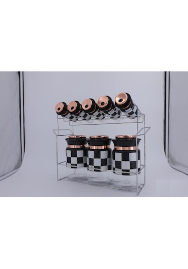 AROW DAMALI 8Lİ BAHARAT TAKIMI TR-3739 Beyaz - Siyah