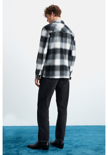 Sagan Erkek Pamuk-polyester Gömlek Yaka Relaxed Oduncu Siyah Gömlek