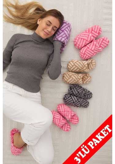 3'lü Paket Terra Kapalı Kadın Terlik Ev Terliği Paket Ürün