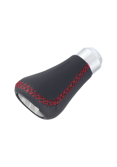 Geeroyoo Kırmızı Deri Vites Topu, Evrensel Uyumlu 8-12mm , 6 Vitesli Araçlar İçin, Montaj Seti Hortumlar, Anahtar, Cıvatalar