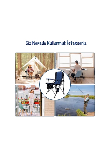 Efsane Kamp - Profesyonel Fold&go Katlanır Kamp Sandalyesi Mavi Çok Renkli