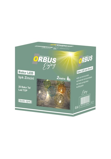 Orbus Bakır Renkli Top Led Işık Zinciri 2 Metre