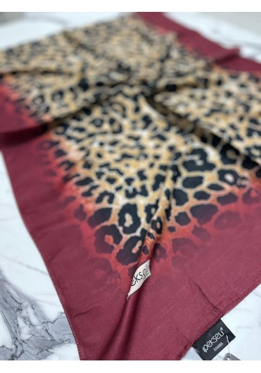 İpekseli Leopar Desenli Organik Pamuk Şal - 7 07