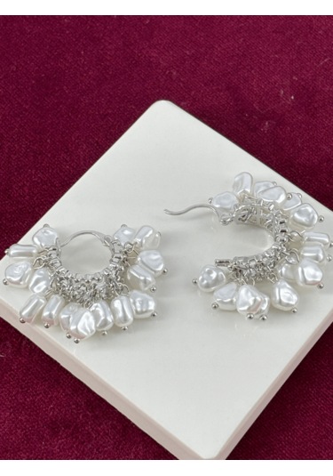Çoklu Beyaz Taşlı Silver Küpe Silver