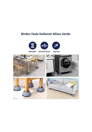 4 Adet Gürültü Önleyici Beyaz Eşya Altlığı Çamaşır Makinesi