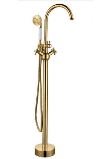 Altın Banyo Duş Küvet Bataryası Pirinç Altın