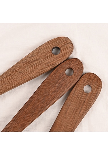 Sones Uzun Saplı Boyasız Tavuk Kanatları Ahşap Spatula Mutfak Gereçleri, Stil: Kare Kavisli Kürek