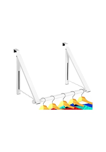 Cbtx Havlu Palto Elbise Asmak İçin Kapı Kancası Kurutma Rafı Üzerine Katlanabilir - Beyaz Beyaz