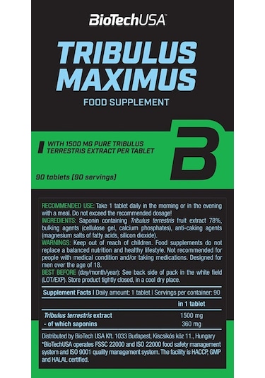Bıotech Usa Tribulus Maximus 1500 MG 90 Tablet