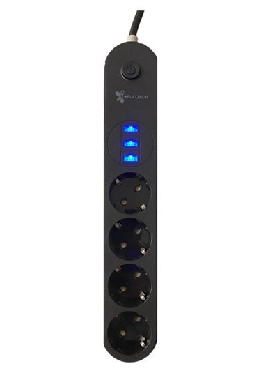 Buffer 4lü Siyah Anahtarlı 3 Usb Li Akım Korumalı Topraklı Çocuk Korumalı Grup Priz 2 Metre Diğer