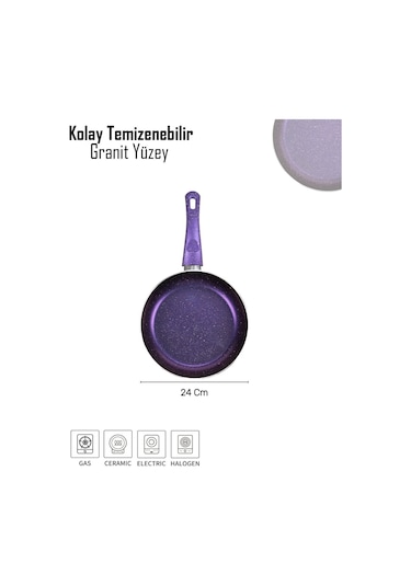 Bonetti Granit Tava - 24 Cm Mor Mor