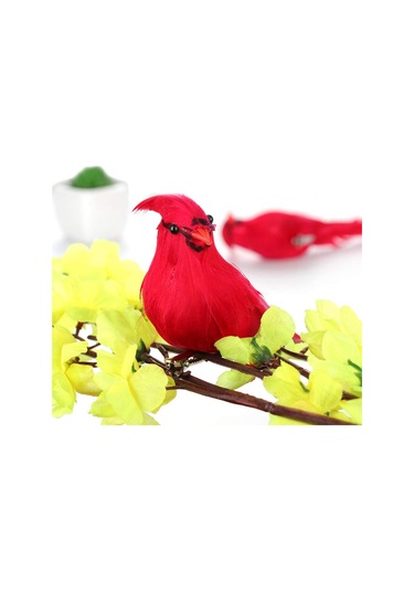 Monyee 14cm Köpük Ve Tüy Simülasyon Kuşu, Ev Bahçe Dekorasyonu, Fotoğraf Props, 12 Adet Paket Kırmızı