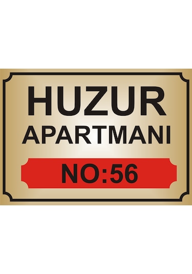 Apartman İsim Tabelası Mod9 Aliminyum AYNALI Gold  Metal Levha