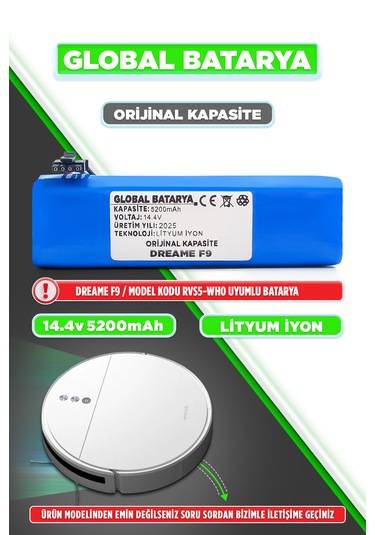 Dreame F9 Uyumlu Batarya 5200mah