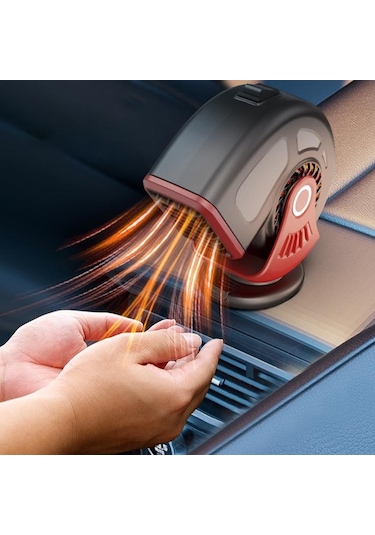 Seametal 12v 120w Oto Kaloriferi Taşınabilir Elektrikli Isıtma Fanı Otomatik Ön Cam Kurutma Makinesi Buğu Çözme Buğu Çözücü Buz Çözücü Siyah & Kırmızı