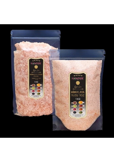 Hanzade Bitkisel Pembe Himalaya Tuzu Toz ve Tane 2 x 1 KG