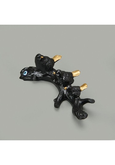 Evidea Deco Birds Dekor - Siyah / Gold - 8x24 Cm Siyah / Altın