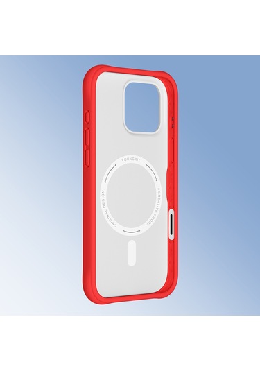 İphone 16 Pro Max Uyumlu Kılıf M-safe Şarj Özellikli Youngkit Macaroon Serisi Kapak Kırmızı