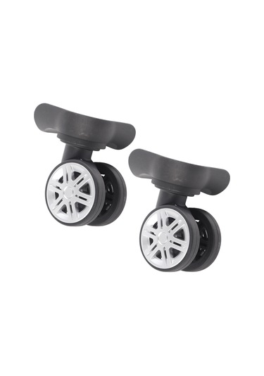 Geeroyoo Sessiz Çift Sıra Büyük Tekerlek Valiz Tamiri Aksesuarı Pp+pet Materyal Siyah 2 Adet Tekerlek 8 Adet Vida