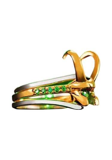 Dancemonkey Zirkonya Yüzükler Yeşil Us Unisex Şekli Parmak Kübik Kask In Çıkarılabilir Boynuzlar Adet/takım 3 3 10 1 Jr Altın
