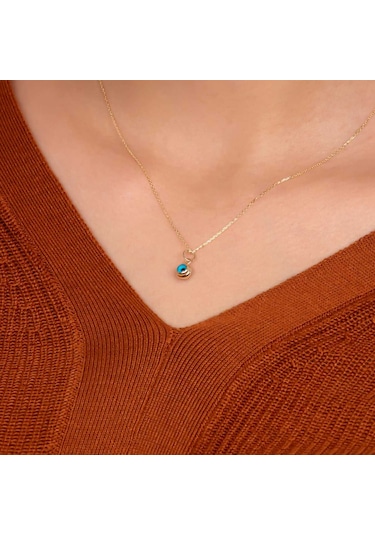 Altınbeyi Nazar Boncuklu Zincir Kolye 14 Ayar Altın 1.25 Gram