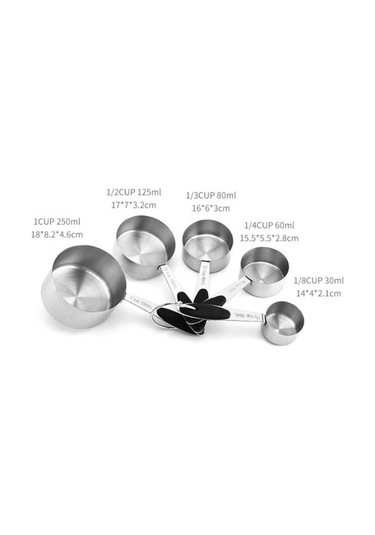 Dancemonkey Paslanmaz Çelik Ölçüm Kaşığı Seti Küçük Boy, Mutfak Gereçleri Gümüş