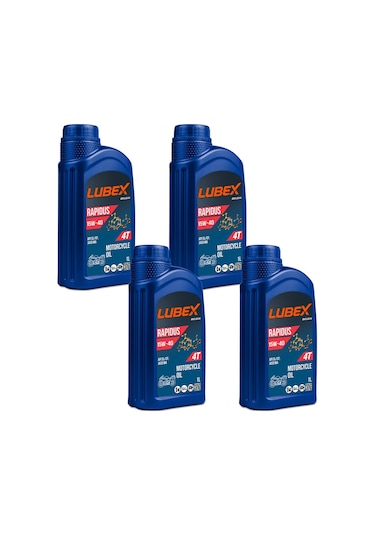 Lubex Rapidus 15W-40 1 L 4 Zamanlı Motosiklet Yağı (4 Adet)