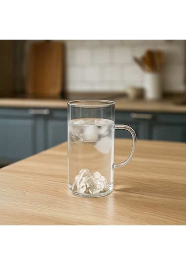 Chef Star Borosilikat Dağlı Kulplu Bardak - Şeffaf - 300 Ml Şeffaf