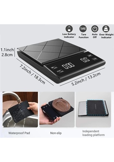 3kg/0.1g Hassas Mutfak Terazisi, Zamanlayıcılı-fırınlama, Siyah