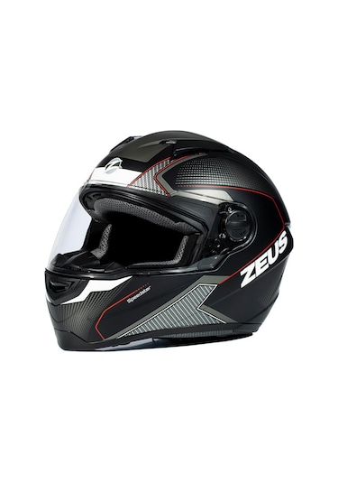 Zeus ZS-811A Al6 Matt Black White Red Kapalı Kask