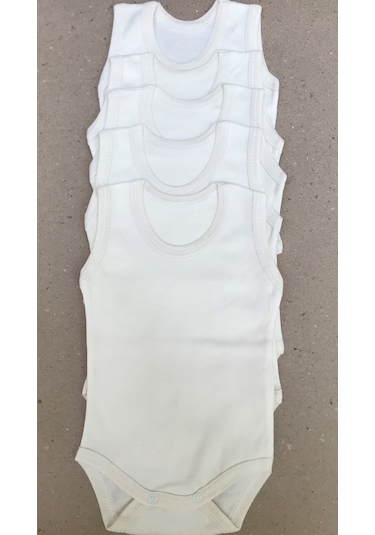 Baby Özdemirlitekstil Bebelino Çıtçıtlı Askılı Badi (5 Li Paket) Krem