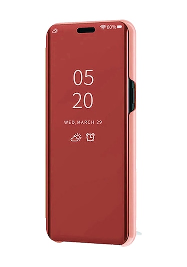 Huawei Mate 20 Pro Aynalı Kapaklı Lüx Kılıf Rose Gold