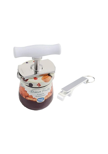 Vkemall Stainless Steel Multifunctional Cap Opener Set: 9.5cm Kapak Açıcı Beyaz + Lp5 Anahtar Zinciri Gümüş Beyaz