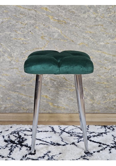 Kare Krom Kaplama Konik Ayaklı Tabure - Oturak - Bar Taburesi - A Çok Renki