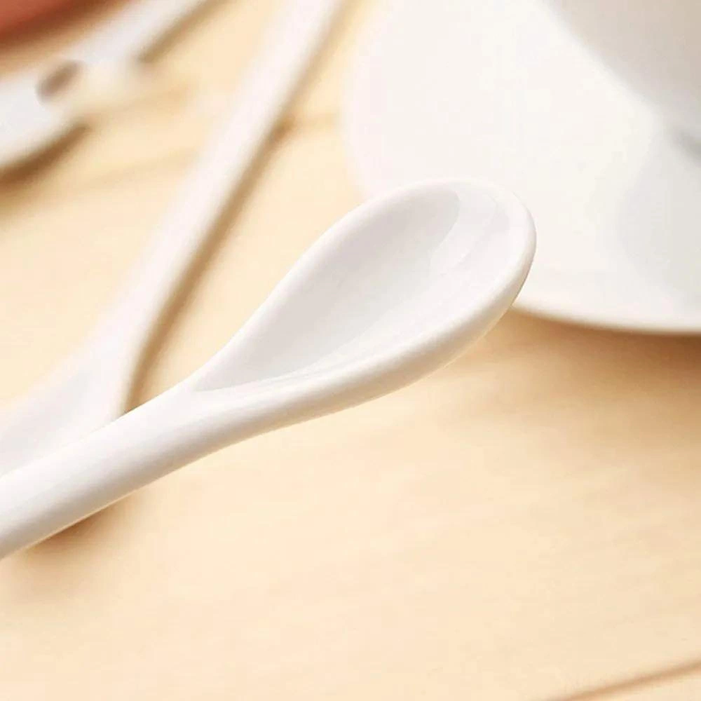 Yunboo 5'li Beyaz Seramik Kahve Kaşığı Seti - Dayanıklı, Yıkama Makinesine Uygun, Ev/restoran/bar Kullanıma Uygun Beyaz