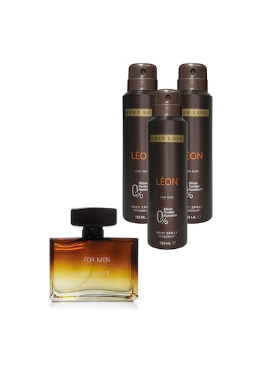 Free Love Leon Erkek Parfüm EDP 100 ML + Deodorant 3 x 150 ML