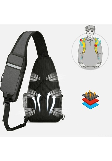 Fortunelane 2023 Model Su Geçirmez Kumaş Çapraz Çanta Unisex Dışarıda Çalışma Gri Gri Gri