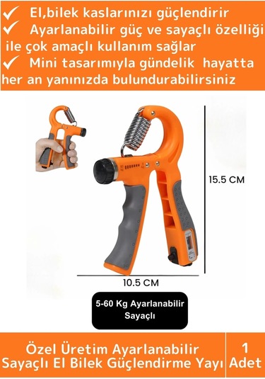 Özel Üretim El Bilek Kol Güçlendirici Kas Yapma Ayarlanabilir Sayaçlı Bilek Güçlendirme Yayı 5-60 Kg Çok Renkli