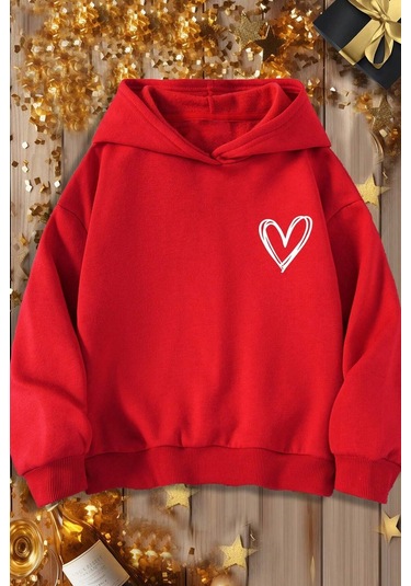 Çocuk Kalp Baskılı Sweatshirt Siyah