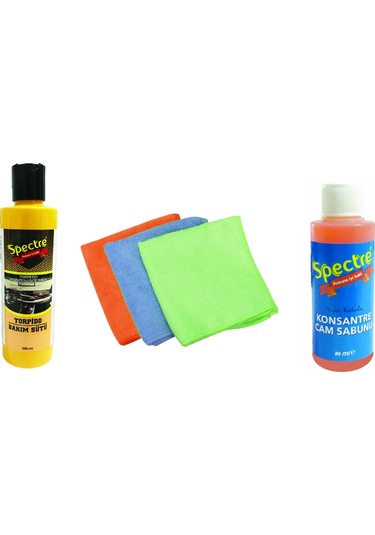 Spectre Torpido Bakım Sütü 3 Adet Mikrofiber Bez Cam Sabunu