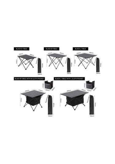 Xindoker Alüminyum Siyah Çekirdekli Çıkabilir Masa - Çadır, Piknik, Barbekü İçin Taşınabilir Ve Kolay Kurulum Çok Renkli