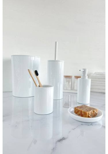 Prima Nova Flores 5'li Banyo Seti - Beyaz Beyaz