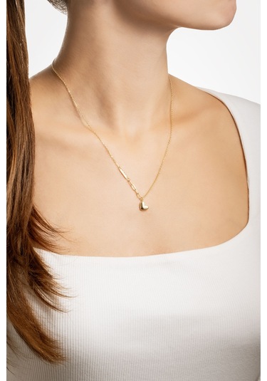 So Chic Romantik Kalp 18 Ayar Sarı Altın Kaplama 45 Cm Gümüş Kolye Rodyum