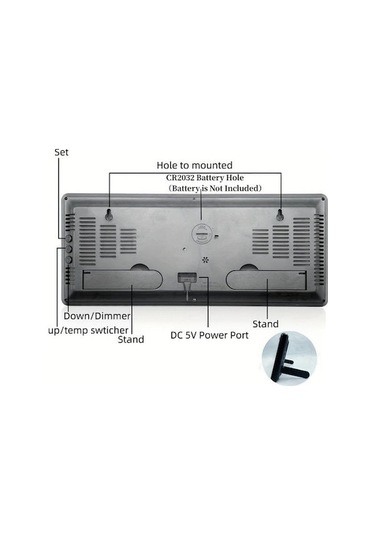 Lemestar Büyük Ekranlı Led Dijital Saat, Oda Sıcaklığı Gösteren, Çok Fonksiyonlu Duvar Saati - Beyaz Rakamlar Beyaz - Siyah