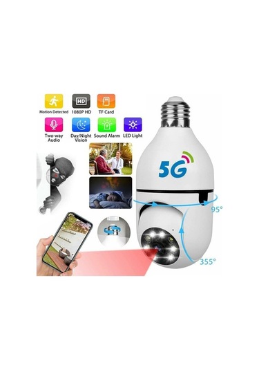 Flybuy 360 Derece Ampul Kamera Wifi İç Mekan, 2.4/5ghz Ve 5ghz Wifi Ampul Kamera, 1080p Ampul Kamera Tam Renkli Güvenlik Kam