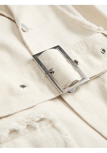 Jack & Jones Kadın Kemer Detayli Denim Yelek - Elly - 12279662 Raw Ecru Ekru