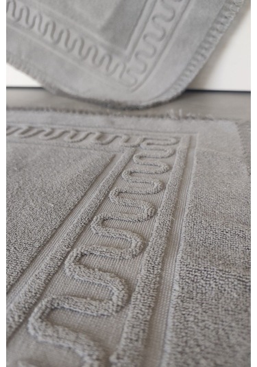 2'li Püsküllü Ayak Havlusu-%100 Pamuk-50x70 Cm-gri Gri