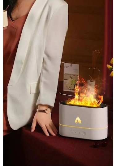 Alev Görünümlü Hava Nemlendirici Aroma Terapi Buhar Makinesi Aromatik Oda Kokusu Difüzörü