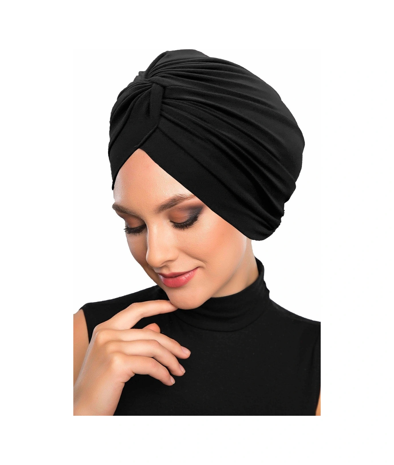 Çapraz Kancalı Siyah Hazır Türban Tesettür Dış Ve Havuz Bonesi Siyah